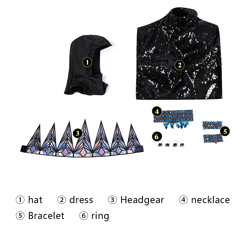 Costume de Cosplay de Reine en Robe Noire