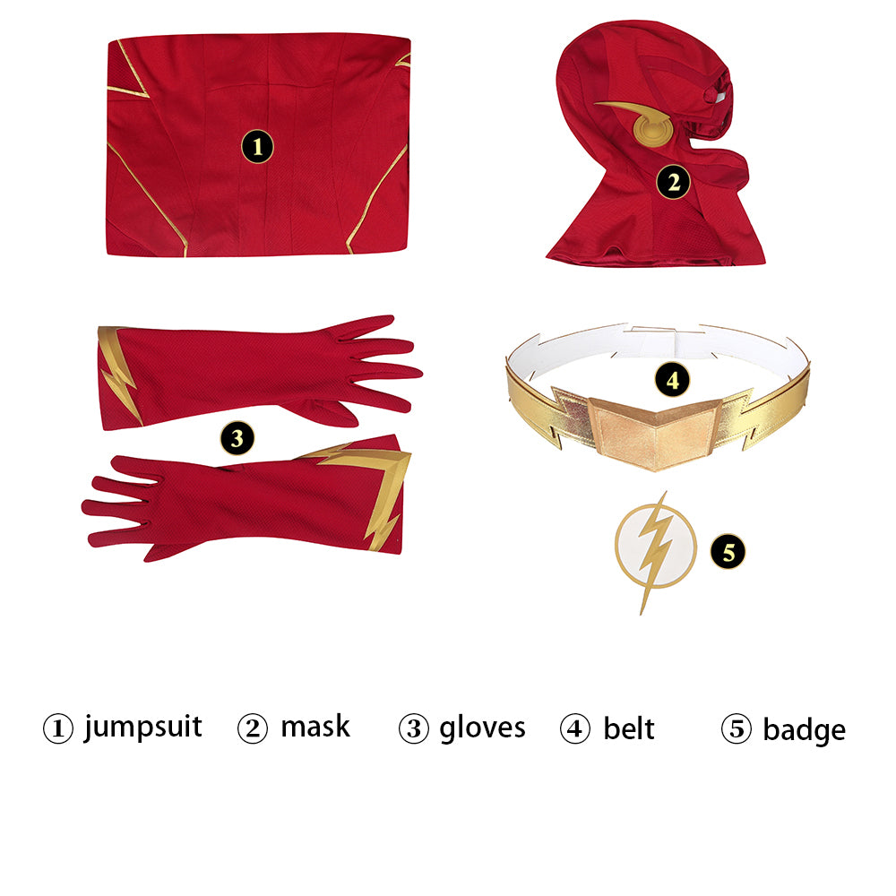 Costume Cosplay Flash Barry Allen Combinaison Intégrale Du Coureur Éclair