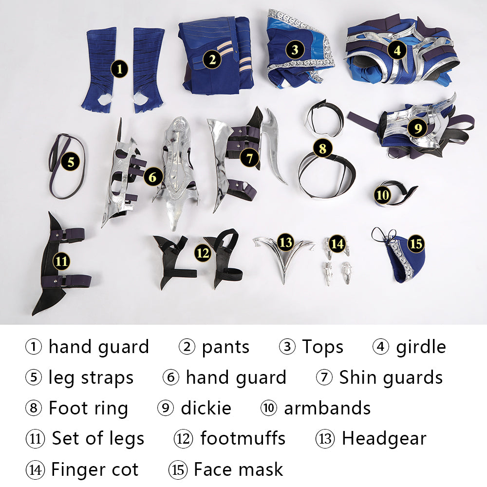 Costume de cosplay Kitana Tenue bleue